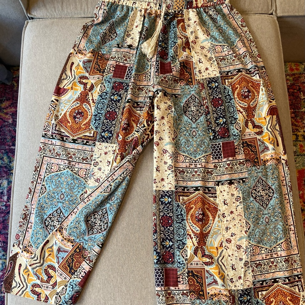 Shein boho palazzo pants multi color Xl